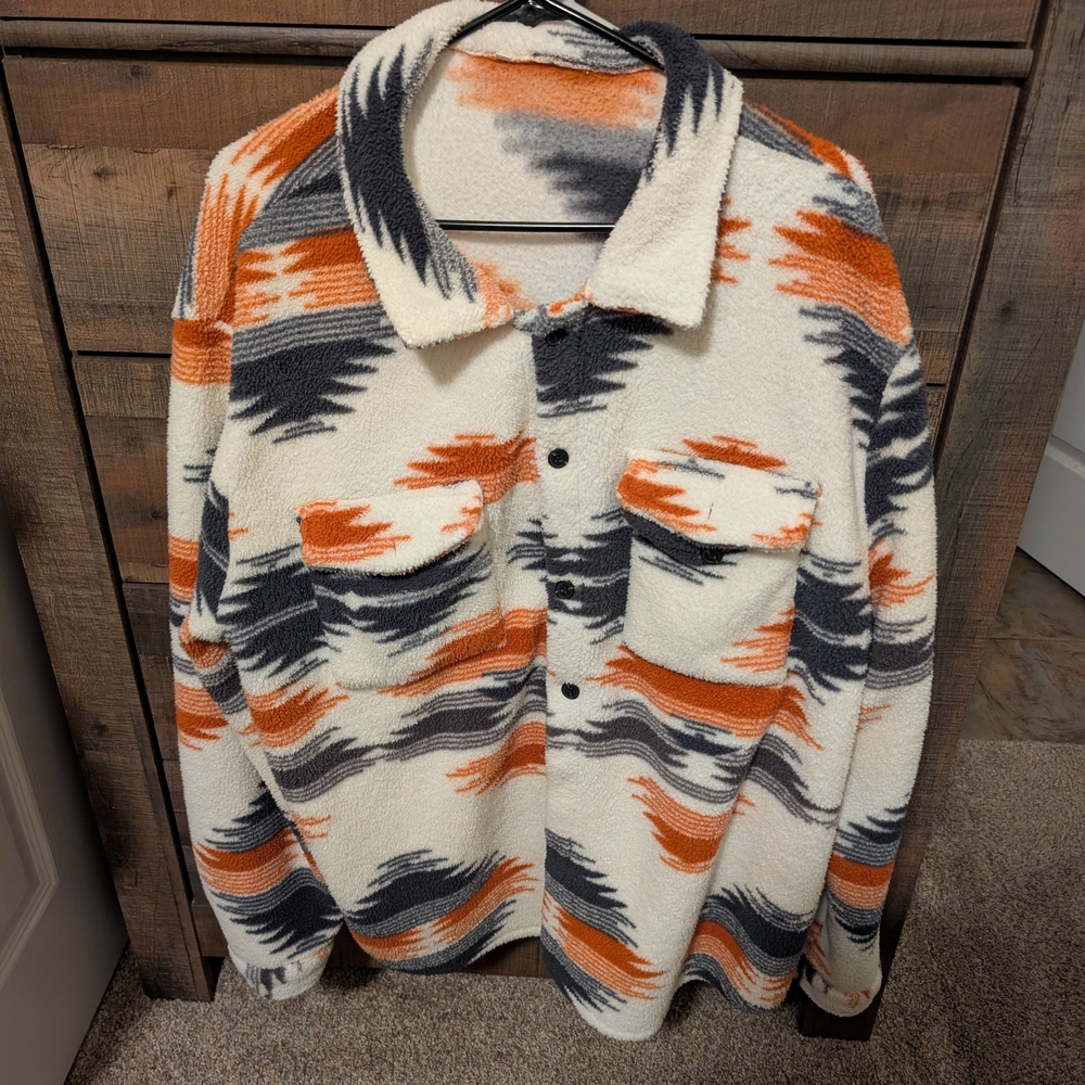 India Boutique Vibrant Orange and Black Teddy Jacket